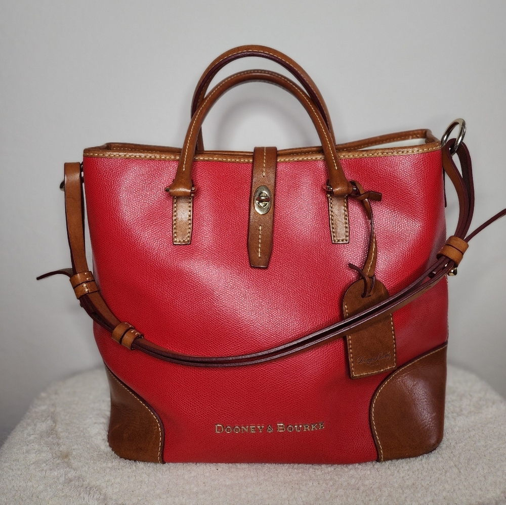 Dooney & Bourke "Shelby" Red Pebble Leather Shopper
